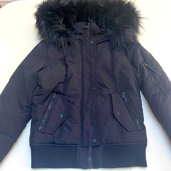 DKNY Women's Full Zip Hooded Black Down Coat Size XS - Picture 2 of 7